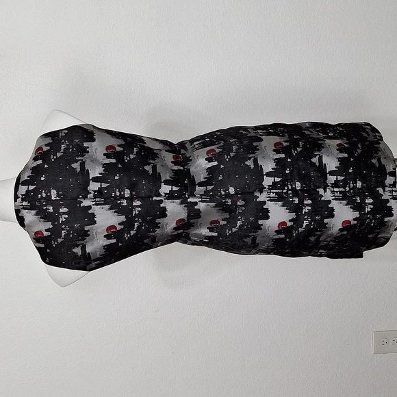 Michael Kors Preppy Black & Gray Abstract Cityscape Zip Front Designer Dress -14 - Picture 6 of 13